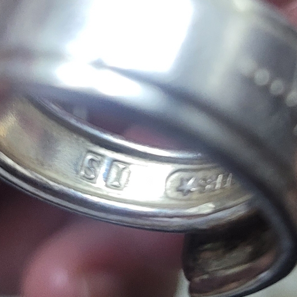 Rogers Vintage Repousse Floral Wrap Silver Spoon Ring Sz 6 - Picture 10 of 12